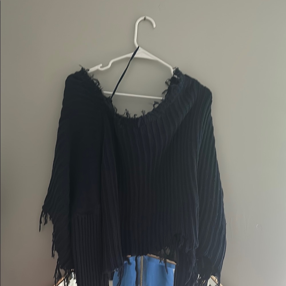 Skylar + Madison Black Shrug with Fringe Details